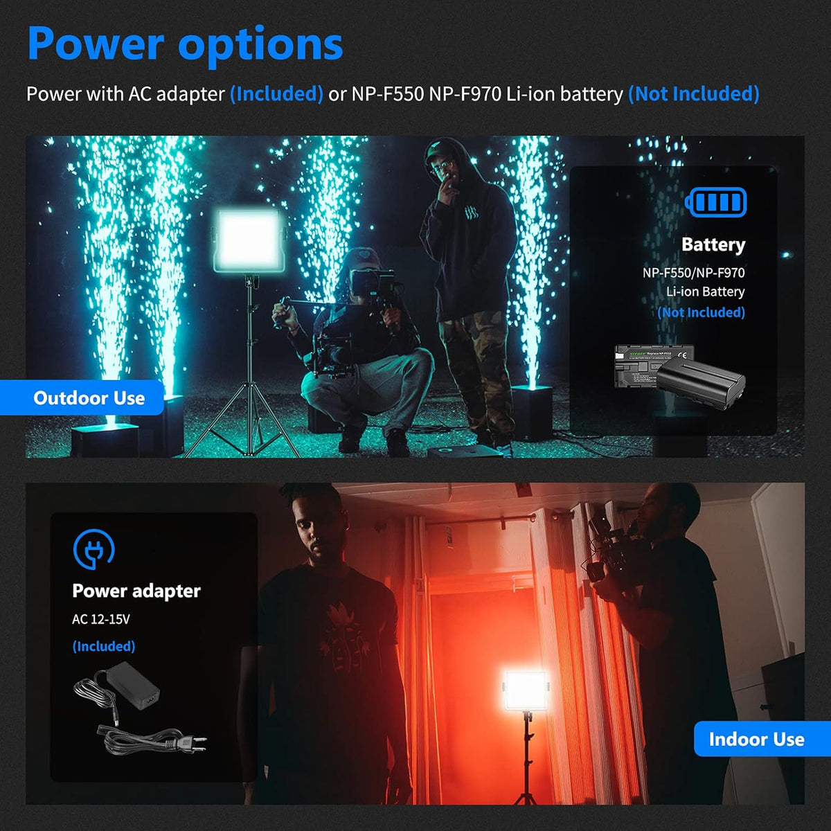 RGB LED Video Light with Stands and Bag 2-Pack O3577