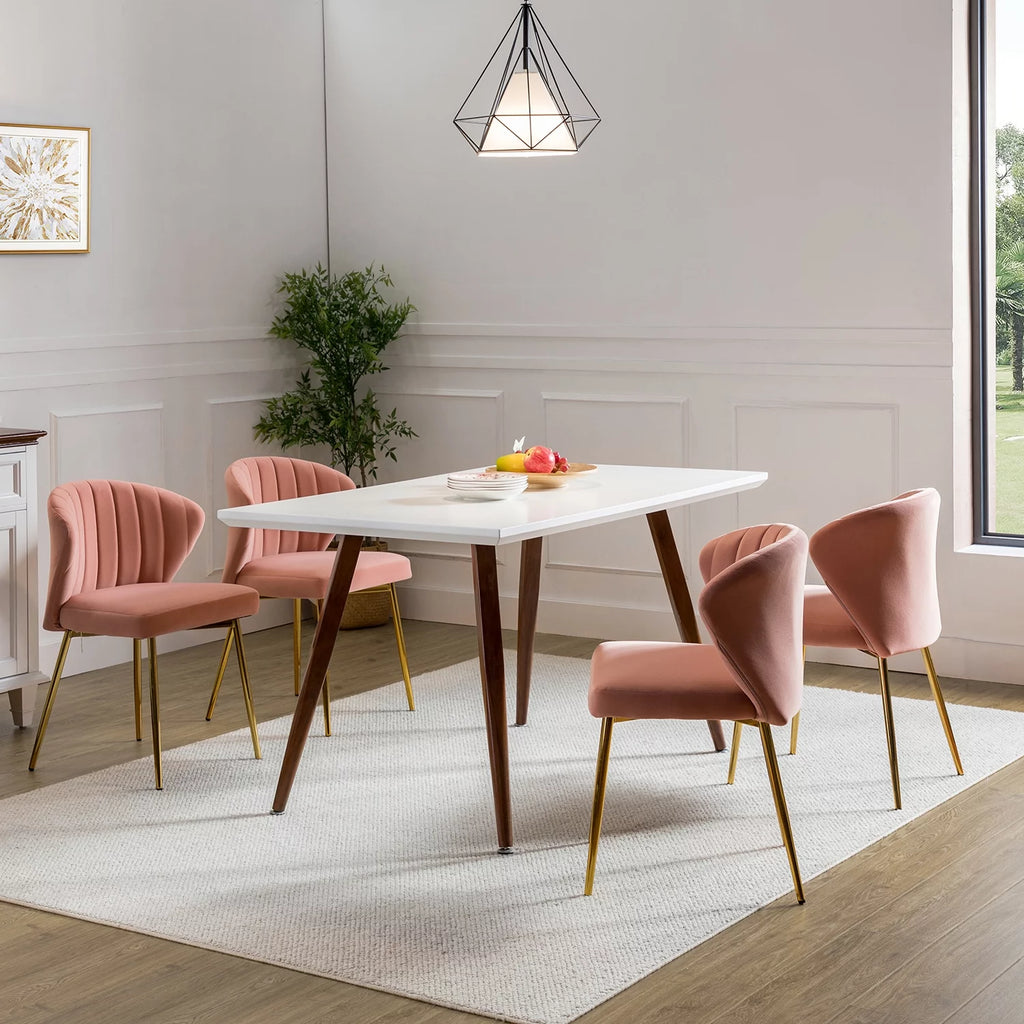 Pink Velvet Upholstered Accent Chair with Gold Metal Legs T546