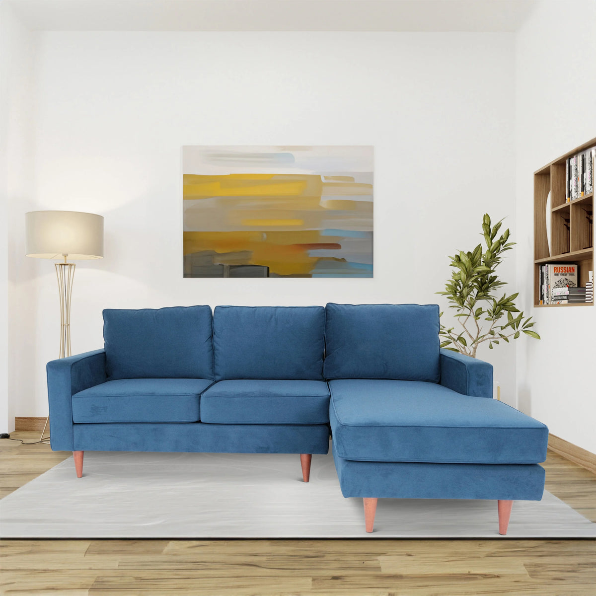 L Shaped Sectional Sofa Navy Blue K25930