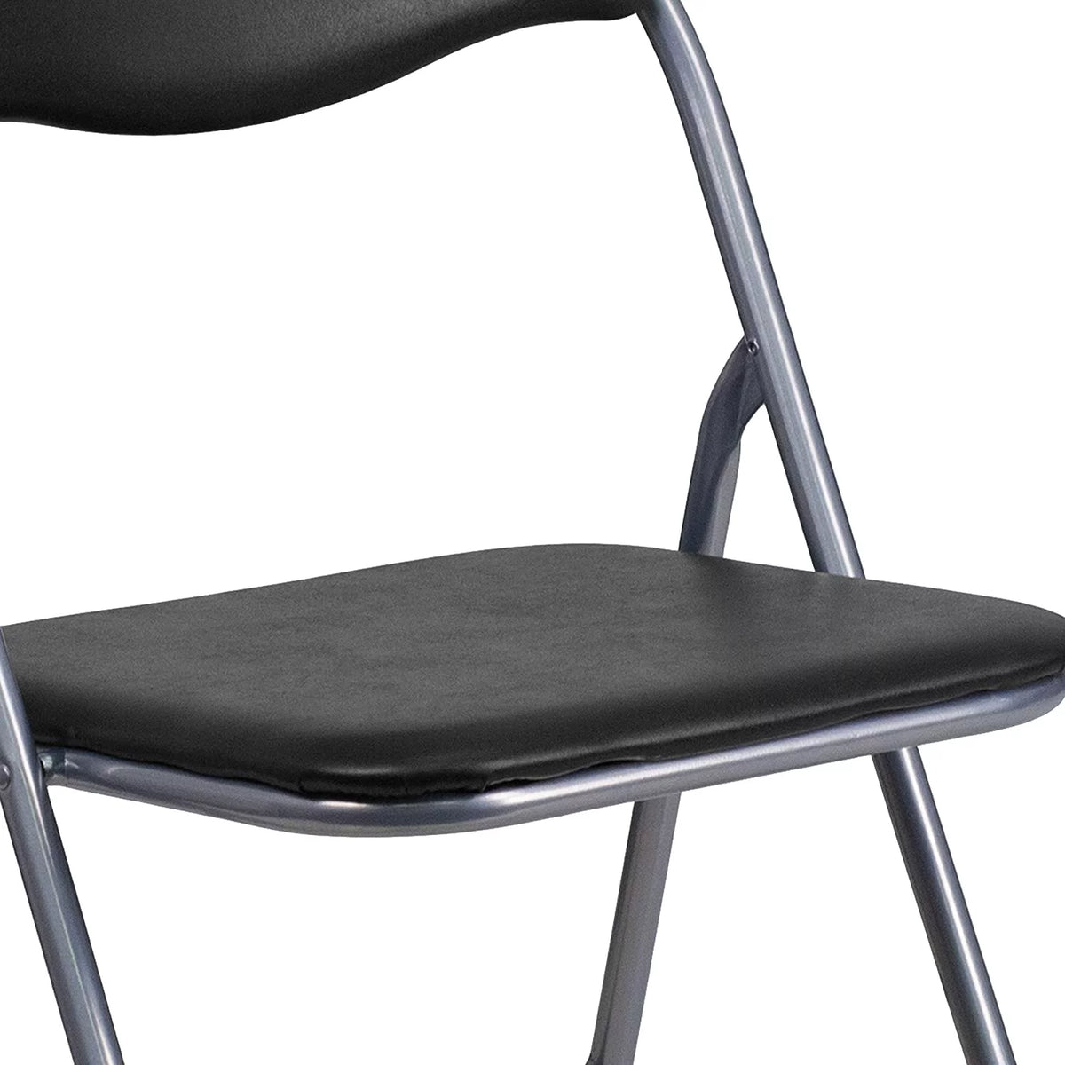 2 Pack Black Vinyl Metal Folding Chair with Carrying Handle C939405