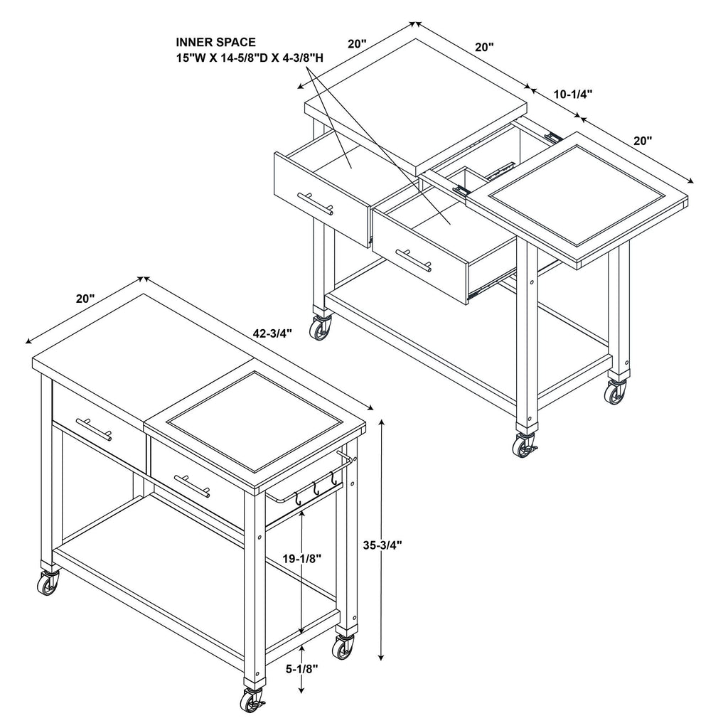White Kitchen Cart J559