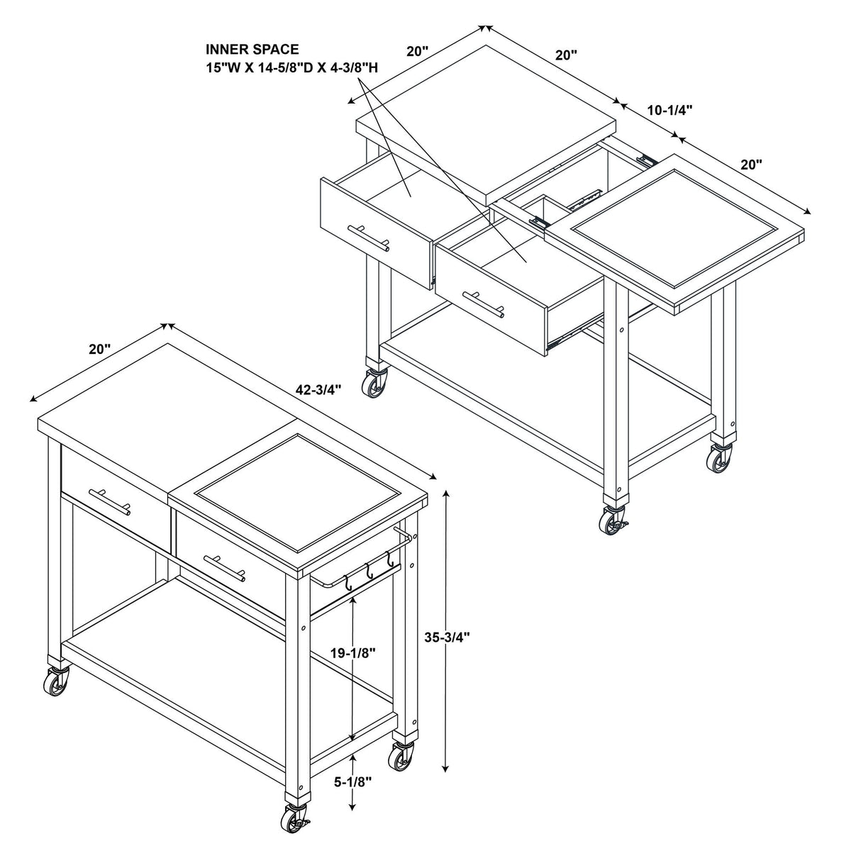 White Kitchen Cart J559