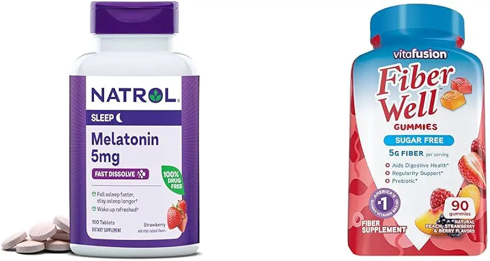 Melatonin 150ct & Fiber 90ct Sugar Free Supplements Z6802