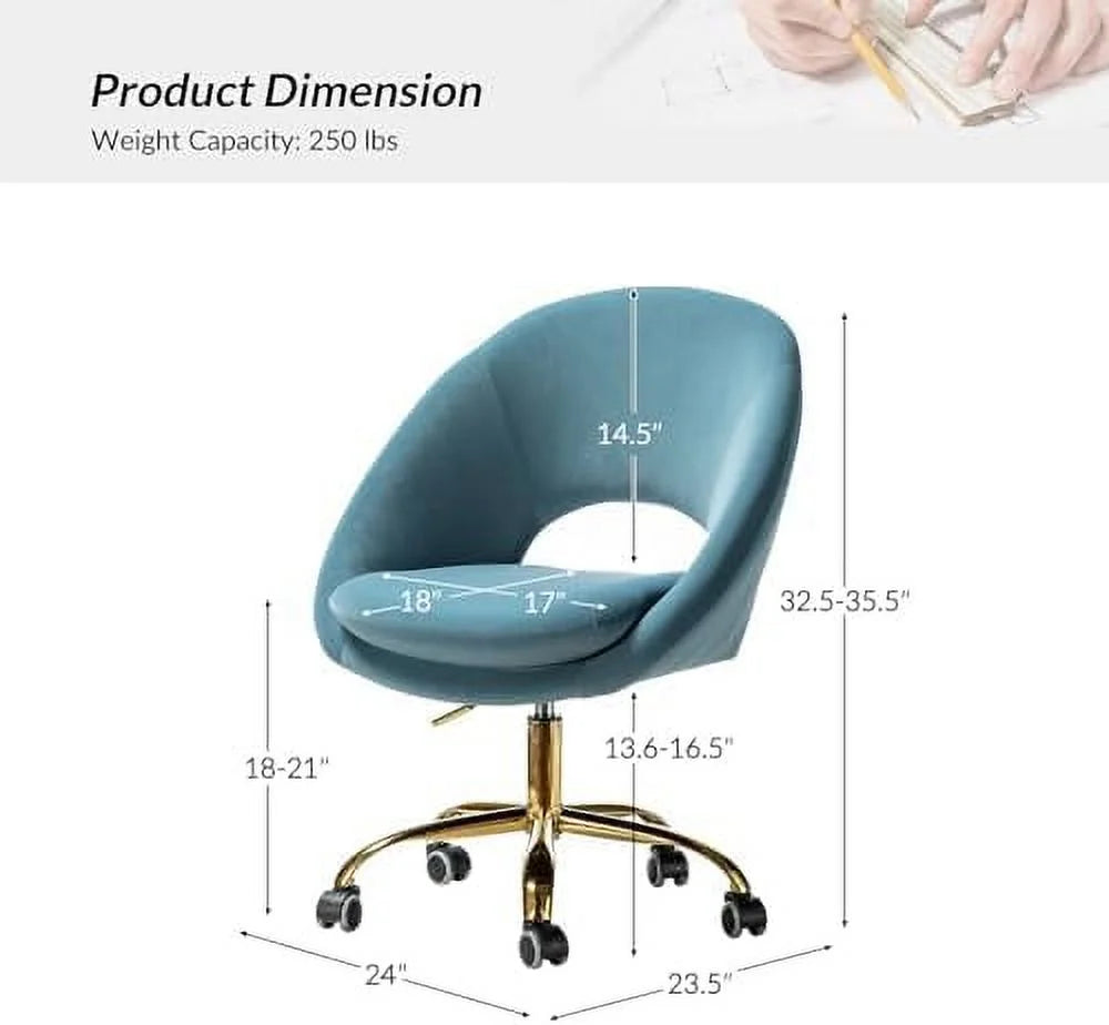 Yellow Velvet Office Chair X4825