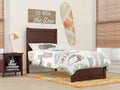 Twin Wood Platform Bed with Panel Headboard and Footboard T67846