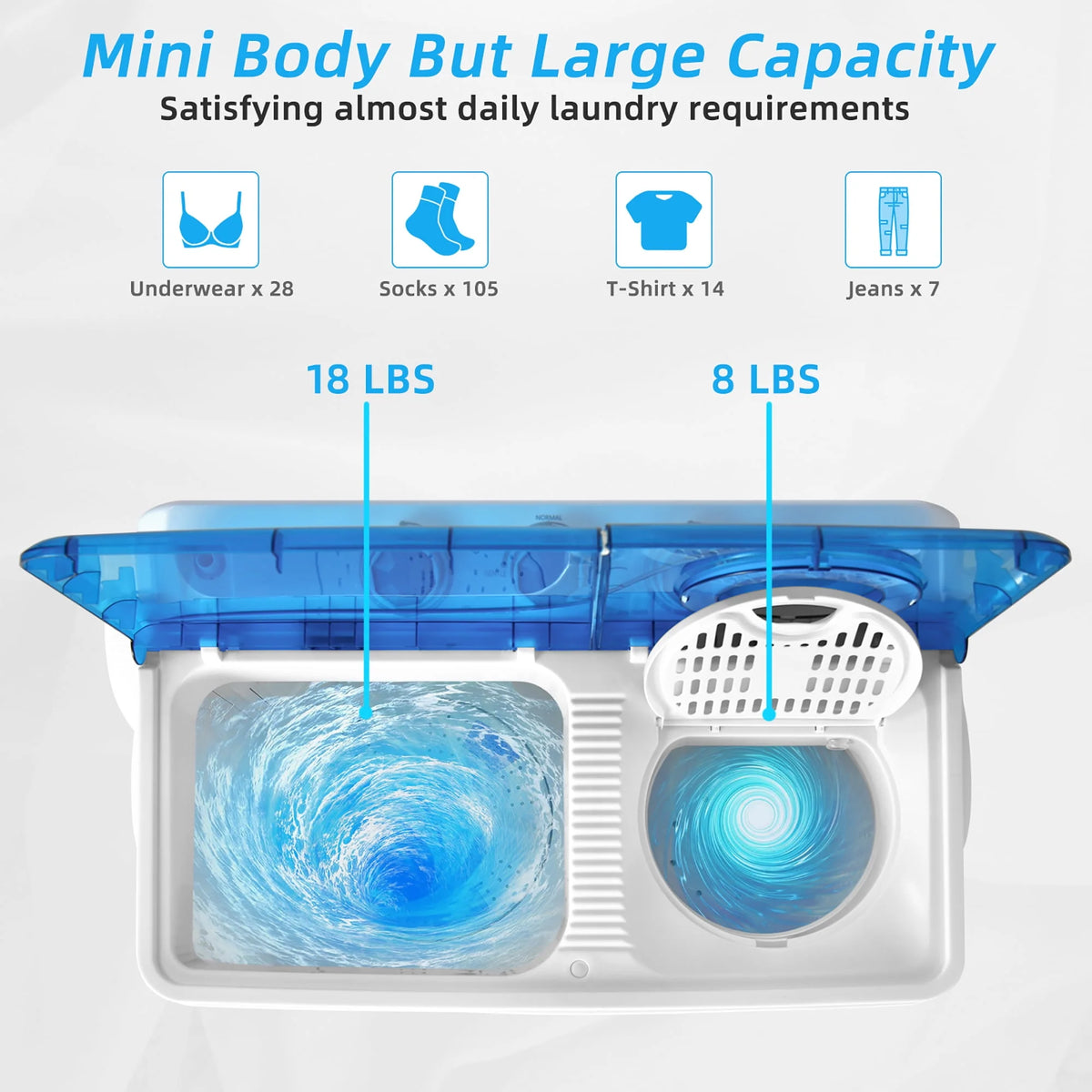 26lbs Portable Semi-automatic Twin Tub Washing Machine D90758