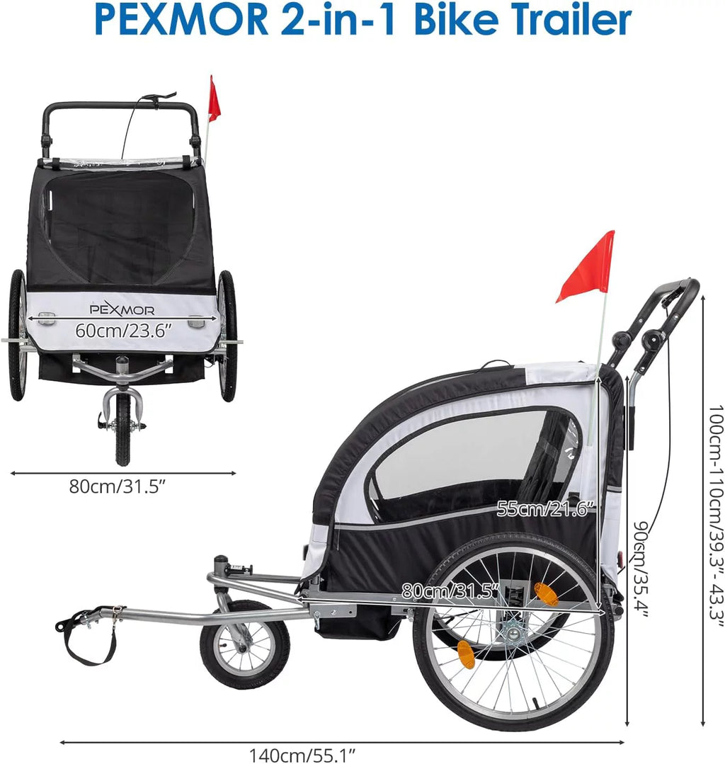 2-in-1 Bike Trailer for Kids 2 Seat F9811