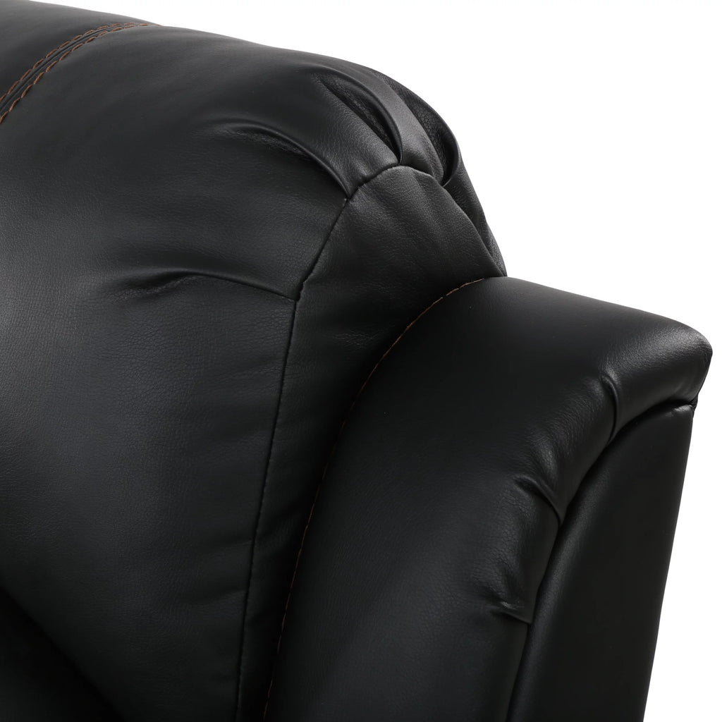 Black Faux Leather Gliding Recliner A17949