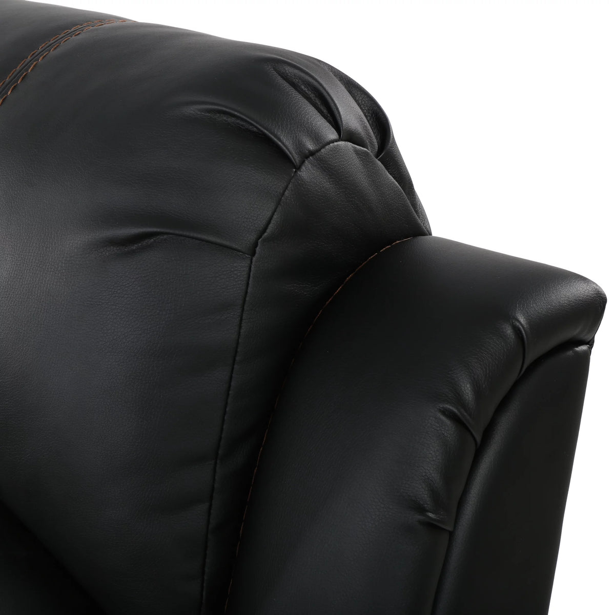 Black Faux Leather Gliding Recliner A17949
