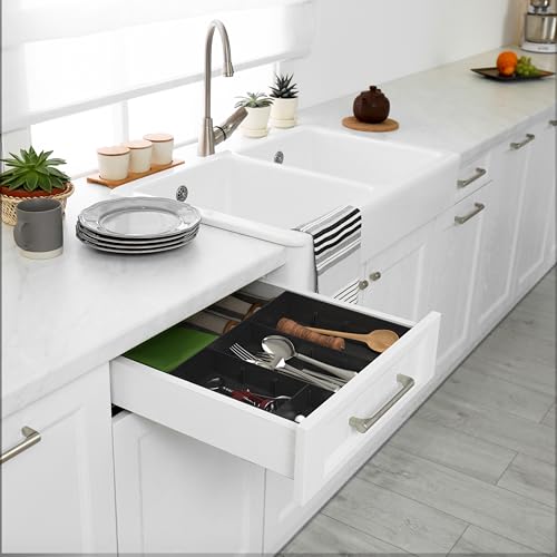 Black 2 Pack Drawer Organizer with 9 Adjustable Compartments L37868