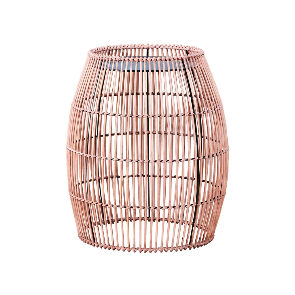 Patio Bamboo Side Table with Iron Tabletop O28590