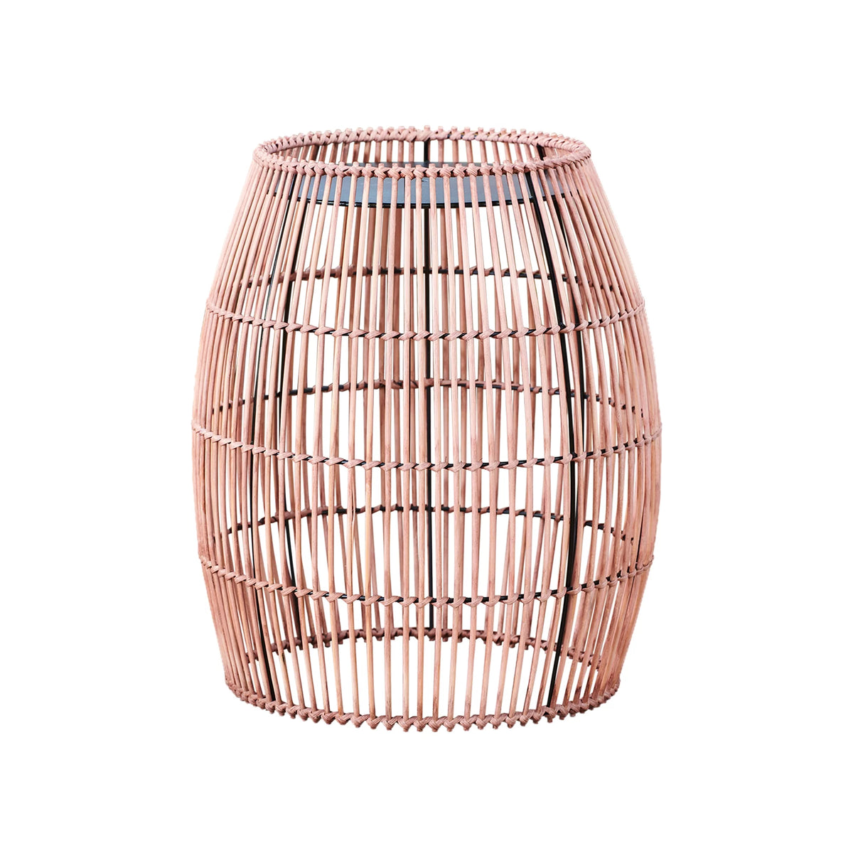 Patio Bamboo Side Table with Iron Tabletop O28590