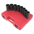 8 Piece 1/2" Drive Deep 12 Point Spindle Nut Impact Socket Set A34933