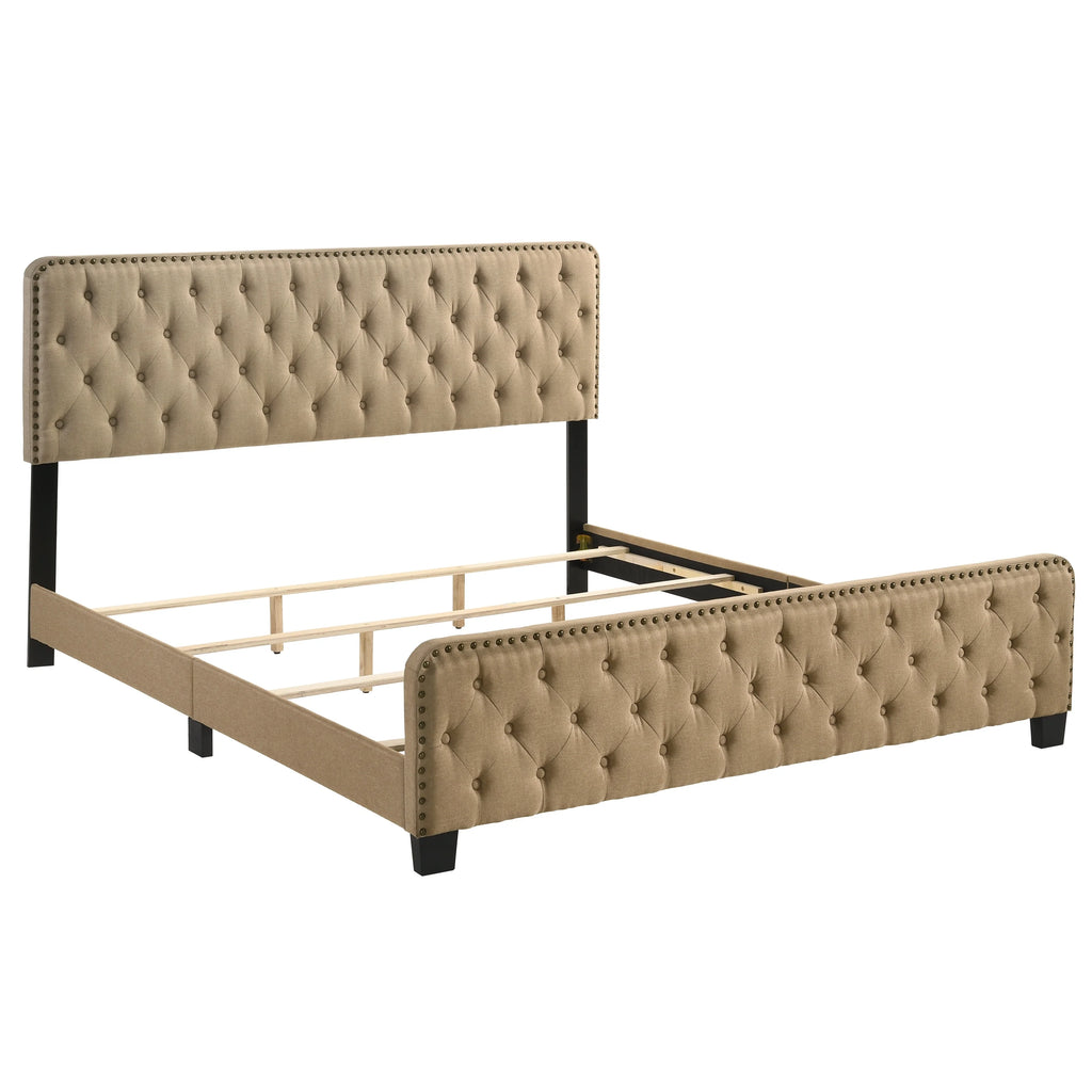 Brown King Tufted Upholstered Bed W5743