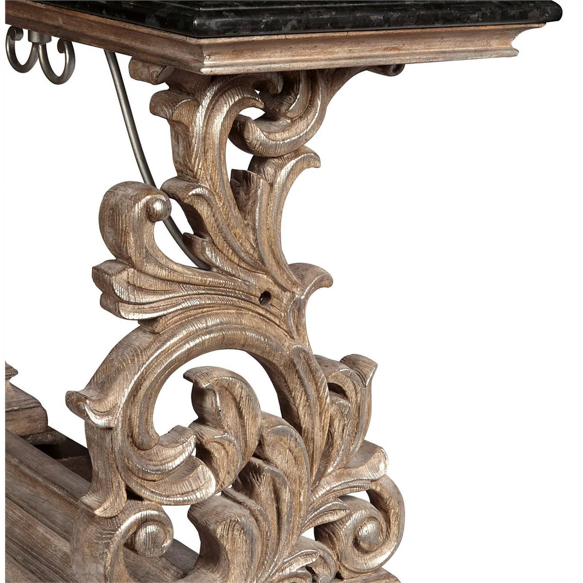 Brown Wood Console Table with Marble Top V9416