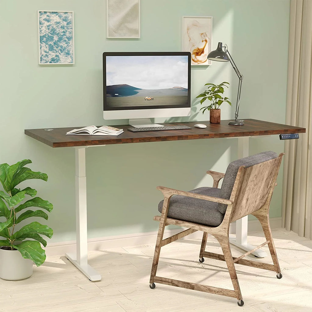Dual Motor Height Adjustable Desk with White Frame F12629