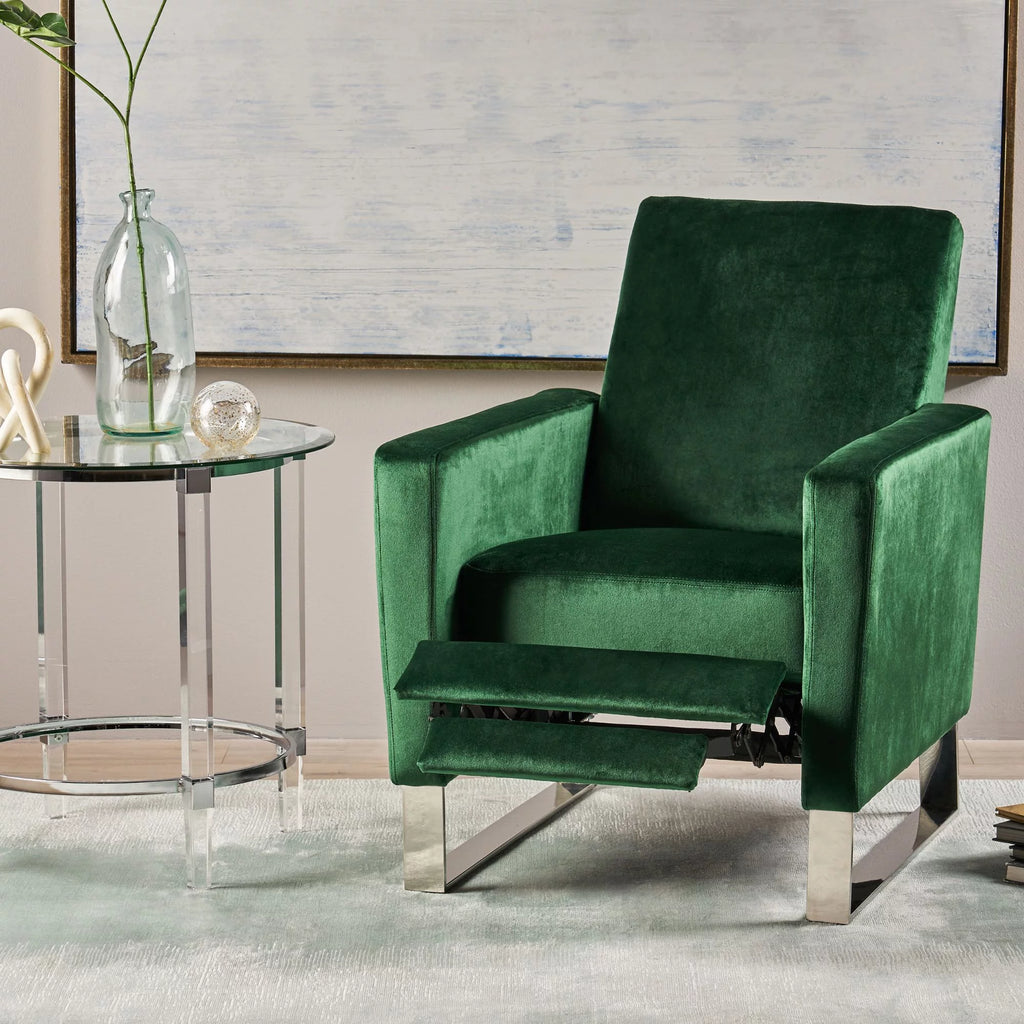 Green Velvet Push Back Recliner K17522