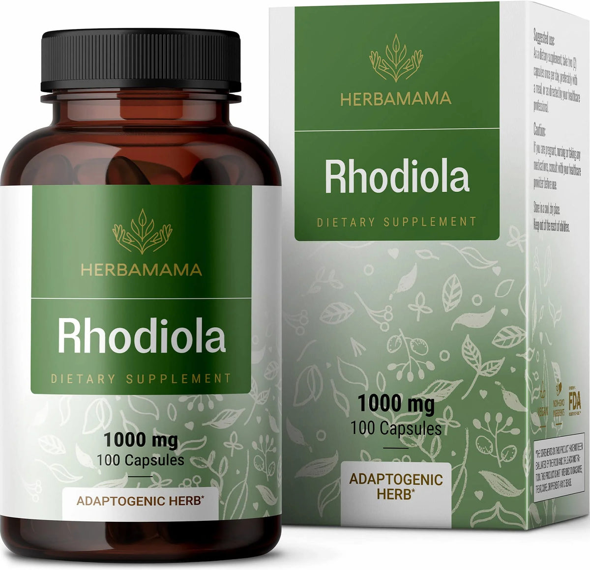 Organic Rhodiola Rosea 1000mg 100 Caps W12017