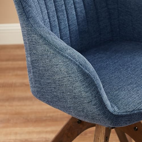 Off White Fabric Upholstered Swivel Accent Chair with Oak Wood Legs X54127