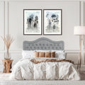 Light Grey Upholstered Button Tufted Queen Headboard and Bed Frame F238