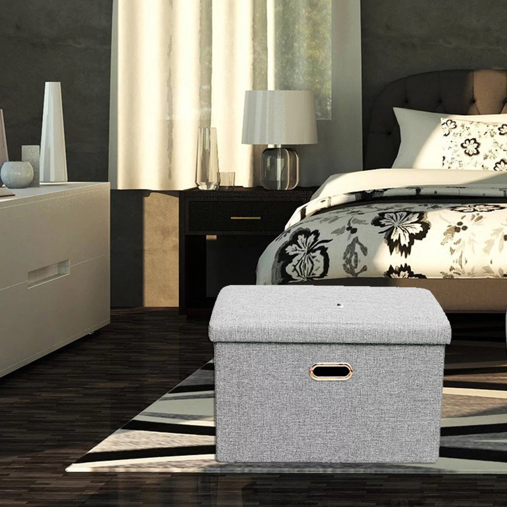 Collapsible Storage Ottoman Space Gray C70813