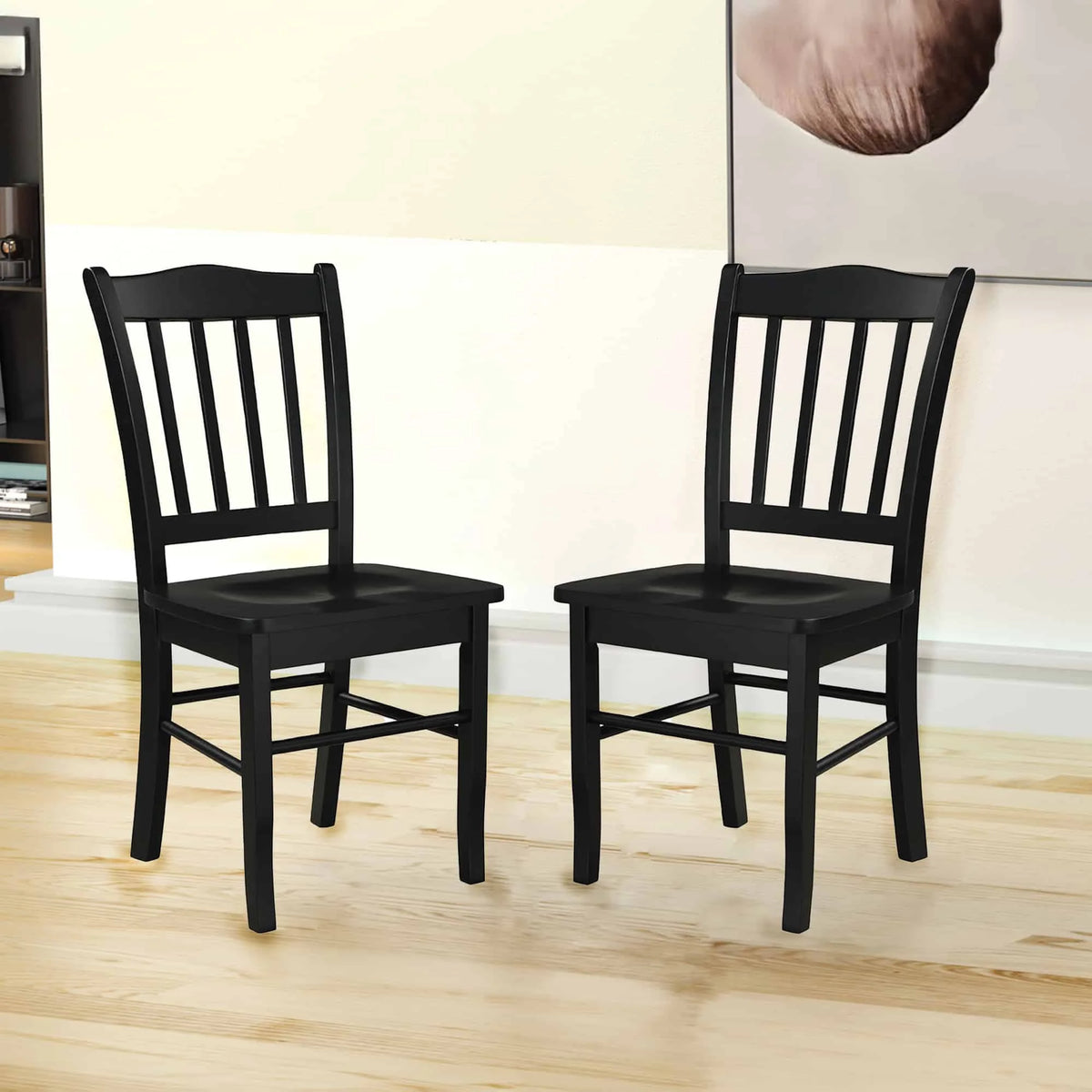 Black Rubberwood Dining Chairs Set of 2 J2340