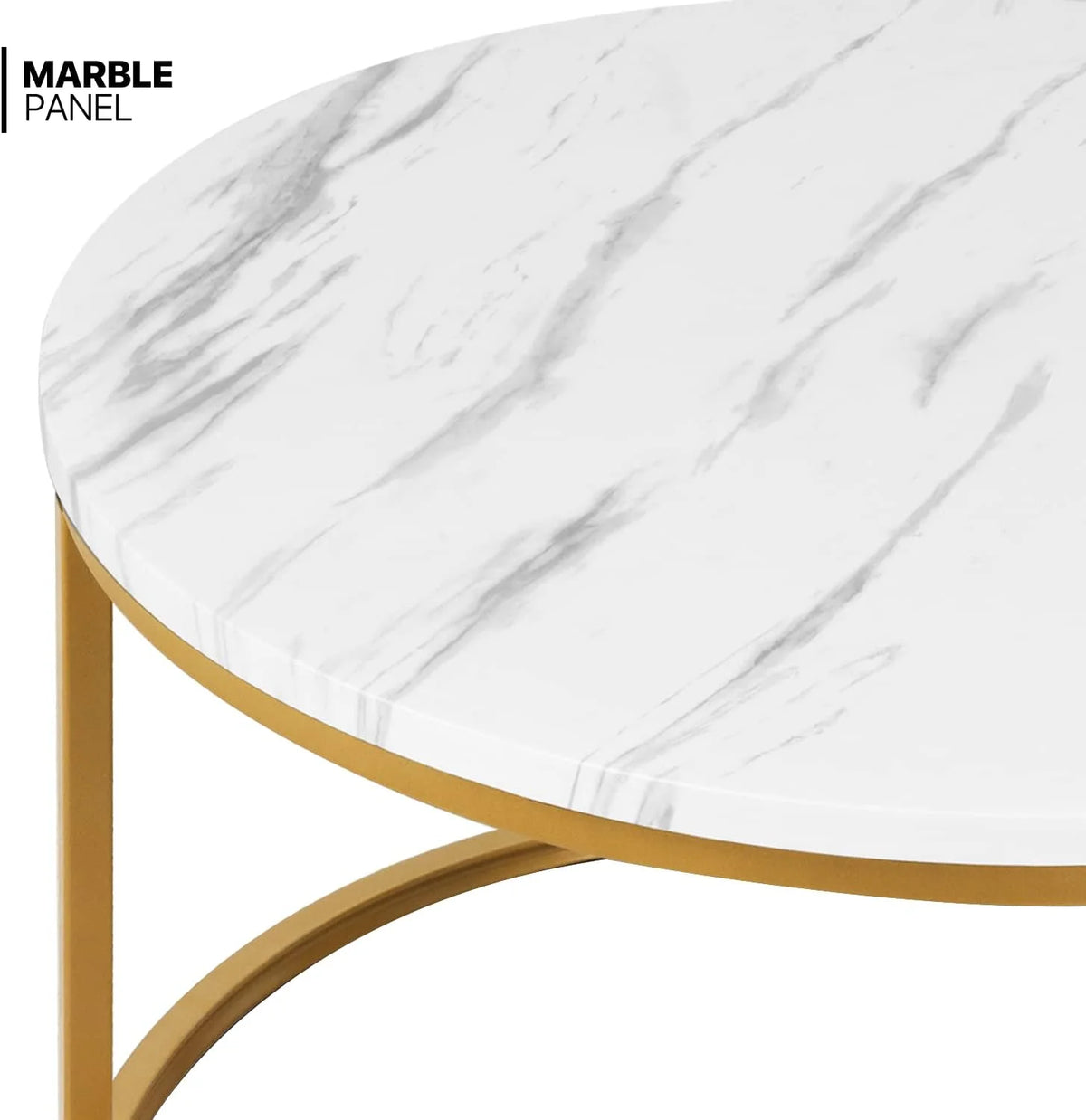 35" Coffee Table Set of 2 Nesting Round Side Tables Metal Frame I8292