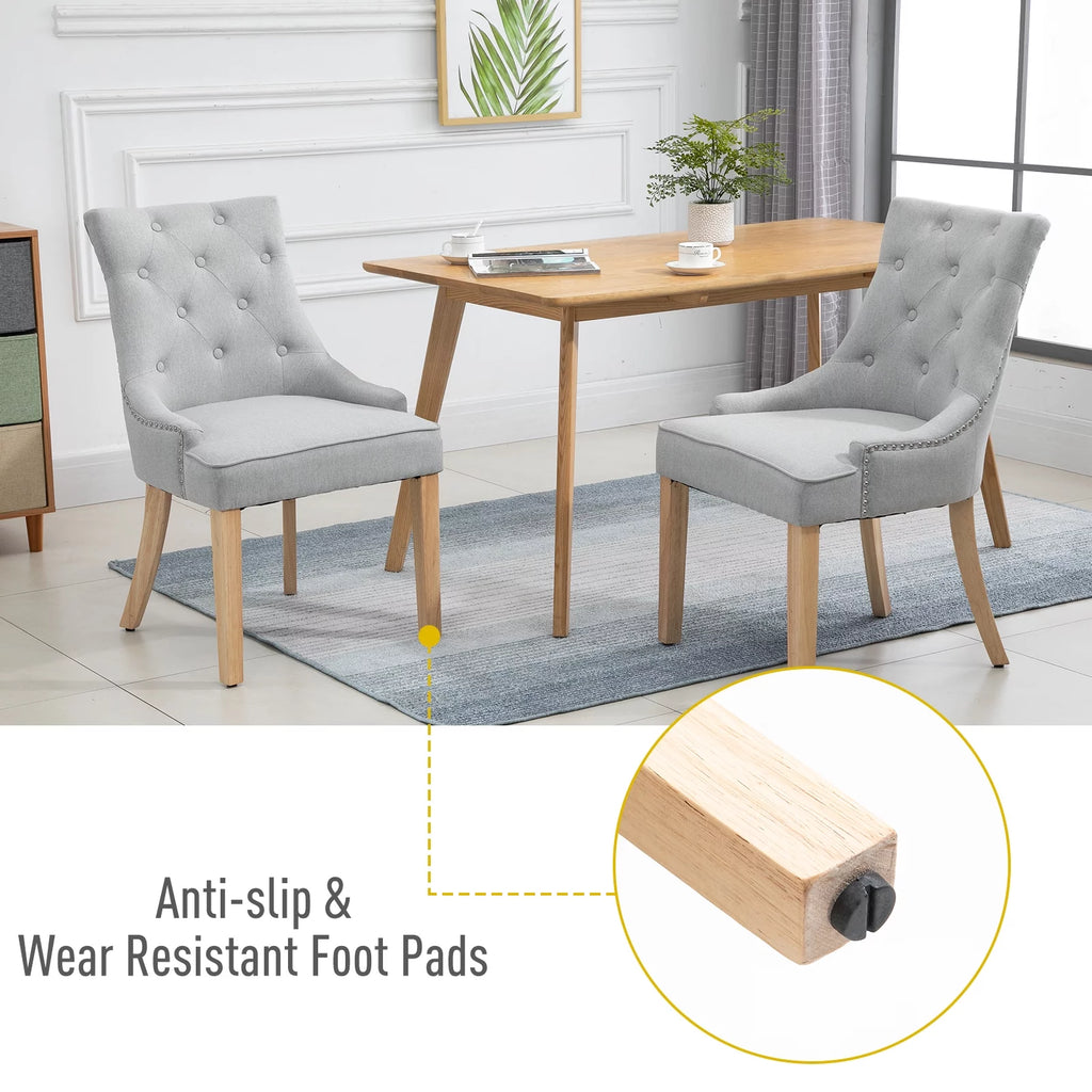 Light Grey Fabric Dining Chairs Set of 2 Z677429