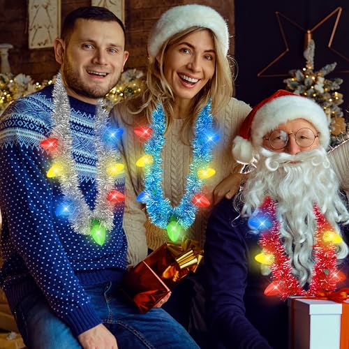 Light up Christmas Necklace 4PCS 7 Bulb 3 Modes F5452