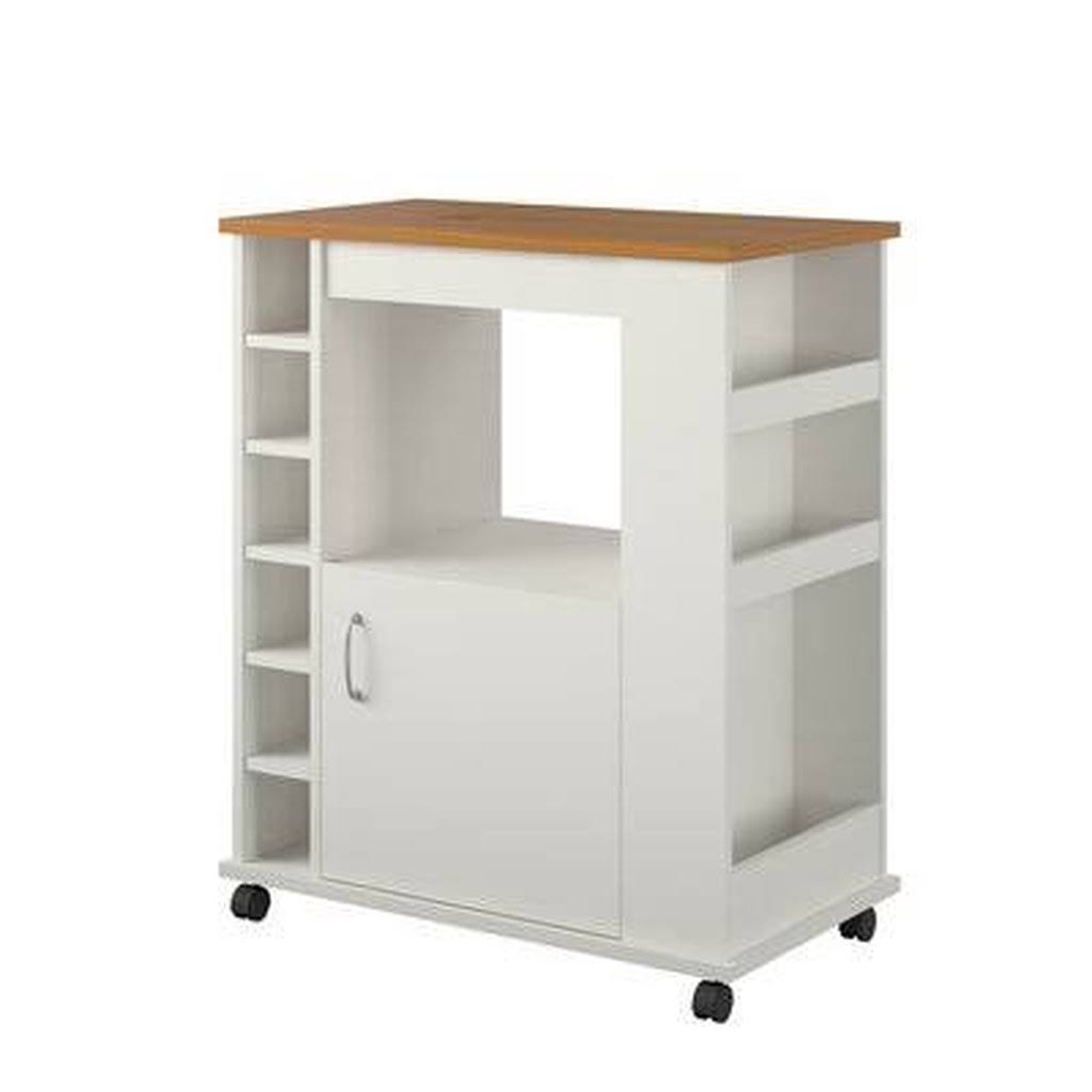 White Natural Kitchen Cart Y74579