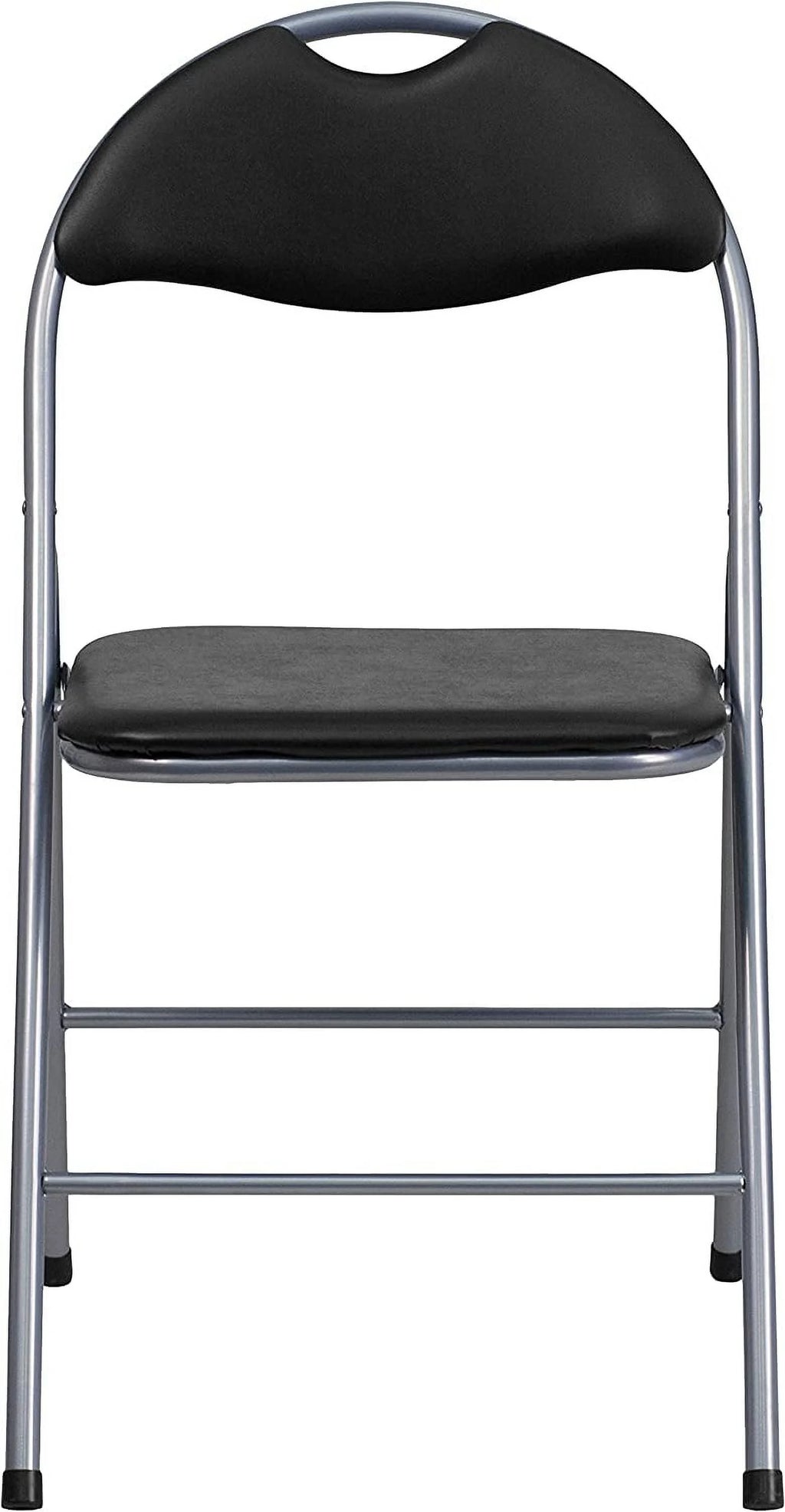 2 Pack Black Vinyl Metal Folding Chair with Carrying Handle C939405