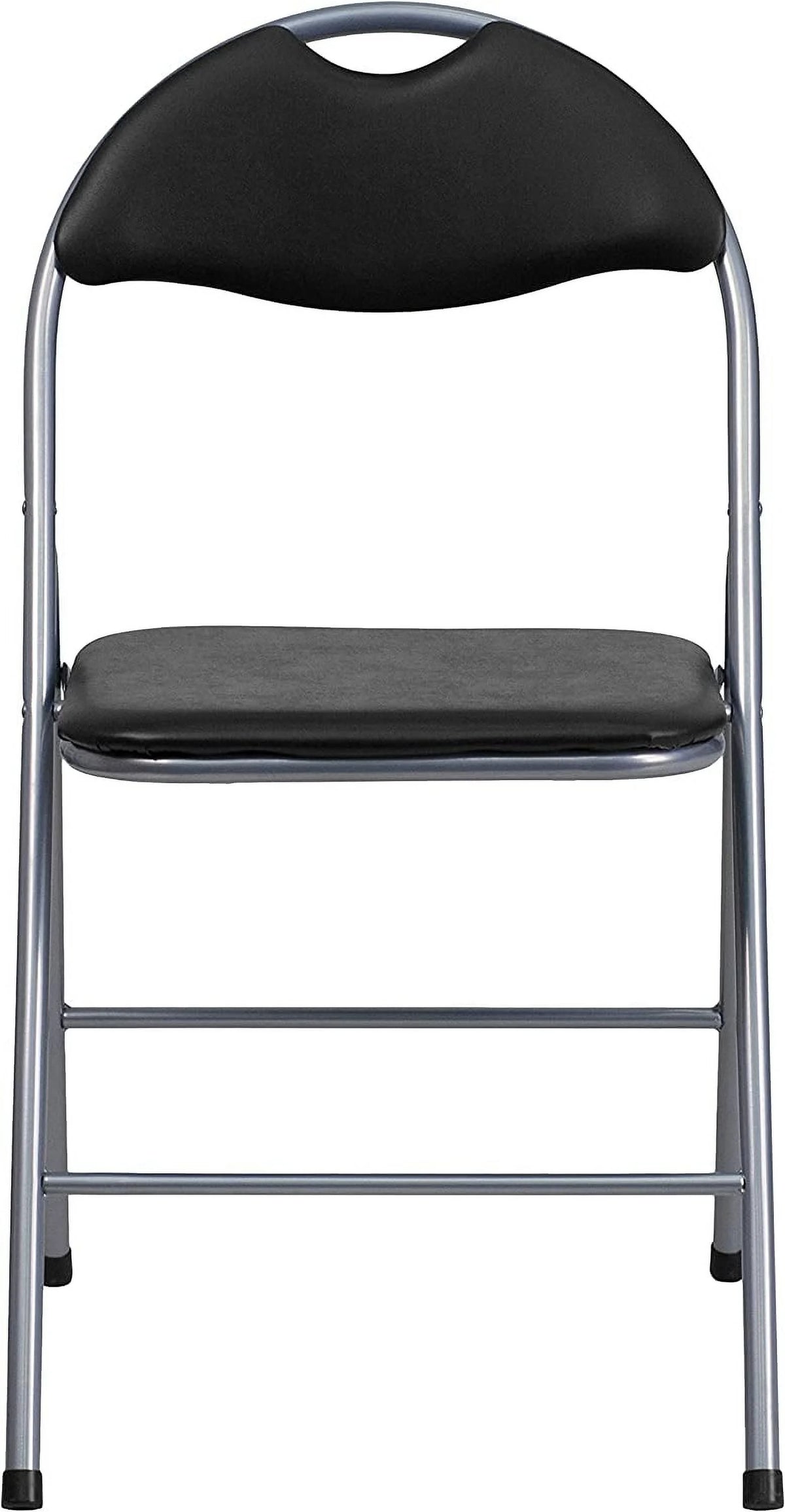 2 Pack Black Vinyl Metal Folding Chair with Carrying Handle C939405