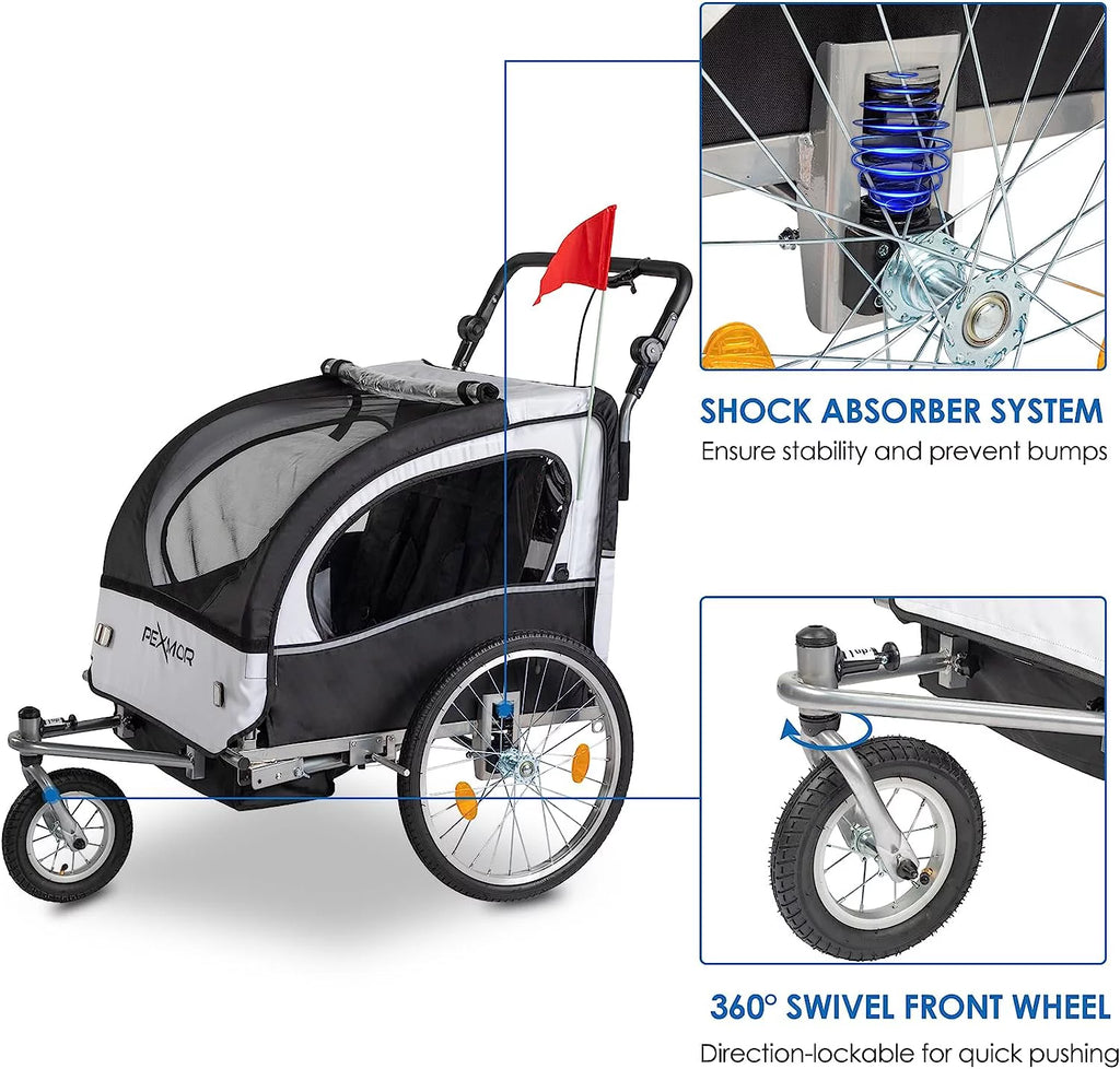 2-in-1 Bike Trailer for Kids 2 Seat F9811
