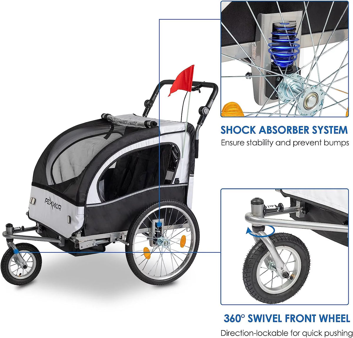 2-in-1 Bike Trailer for Kids 2 Seat F9811