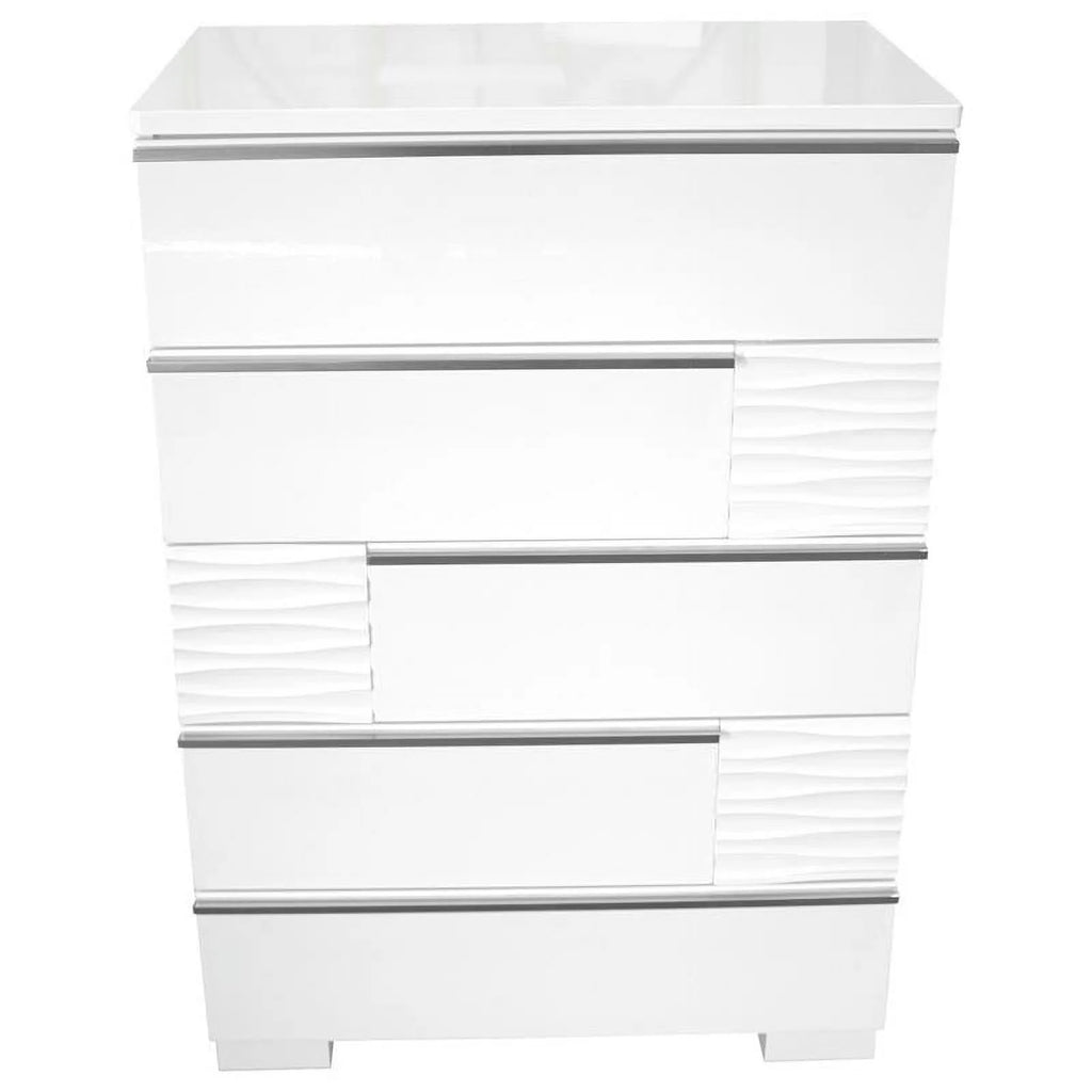 White 5 Drawer Poplar Wood Bedroom Chest A711