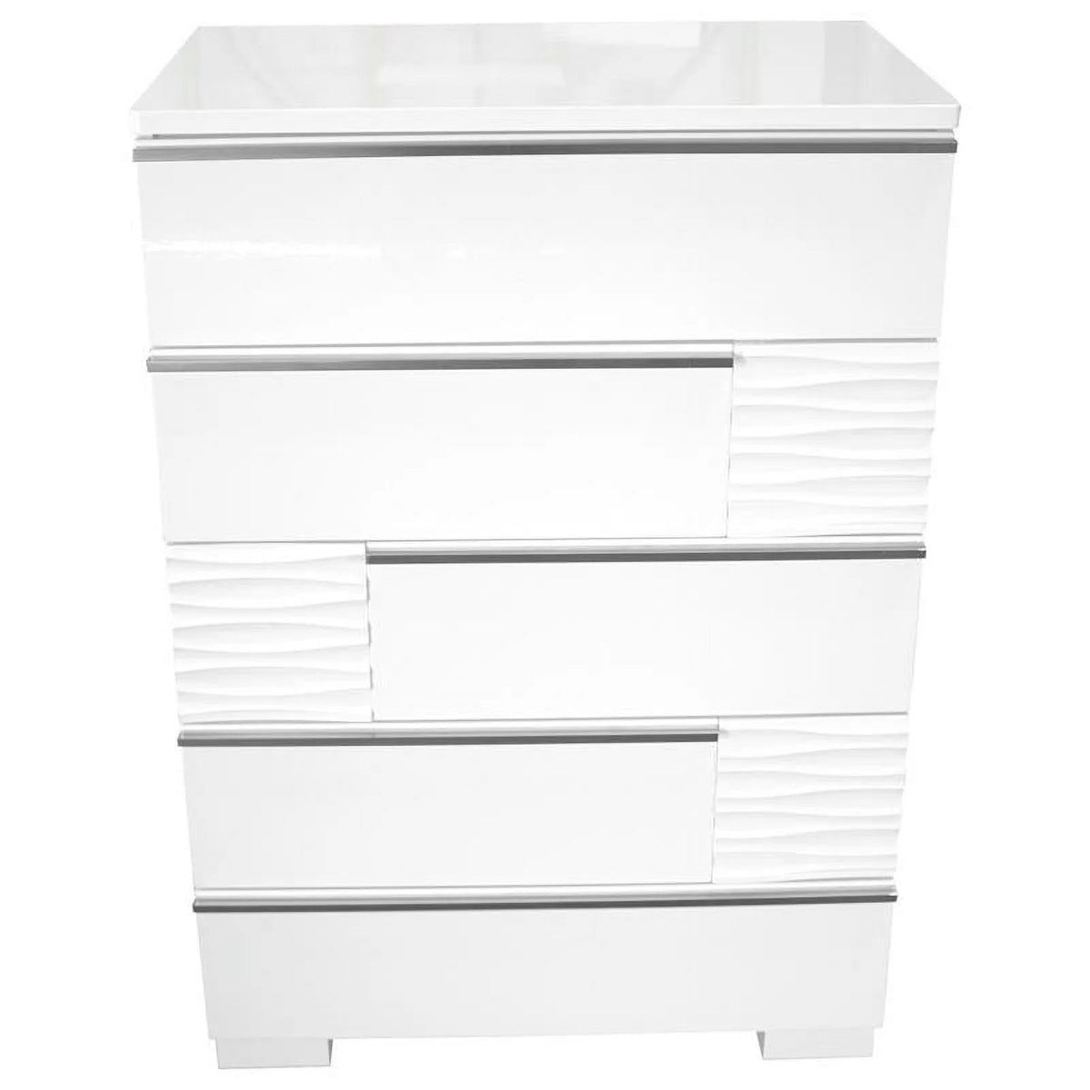 White 5 Drawer Poplar Wood Bedroom Chest A711