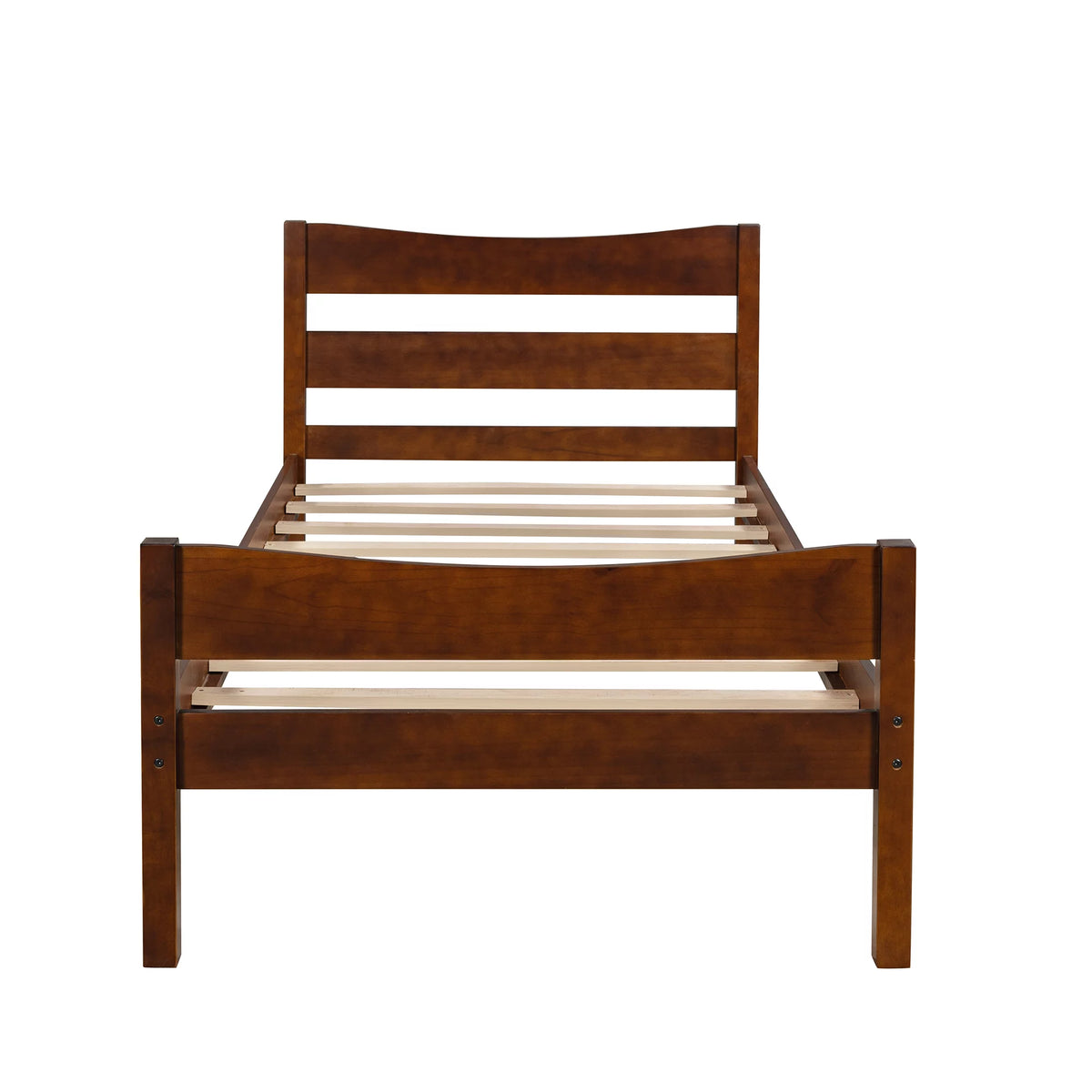 White Twin Size Solid Wood Platform Bed Frame with Headboard and Footboard N582