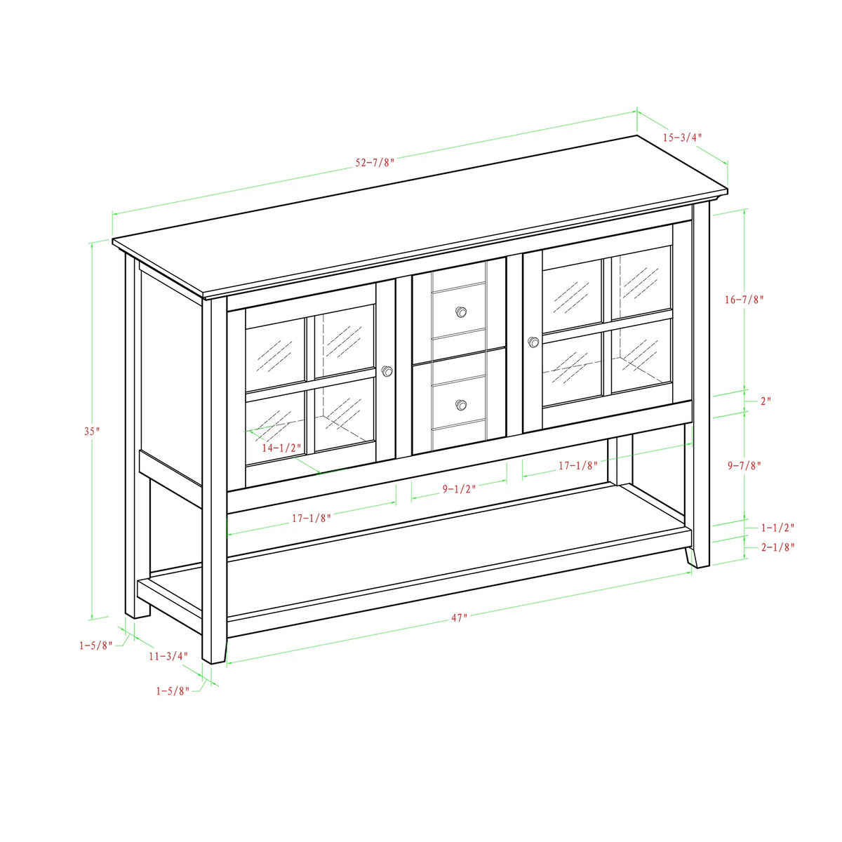 52" Wood Console Table TV Stand S389