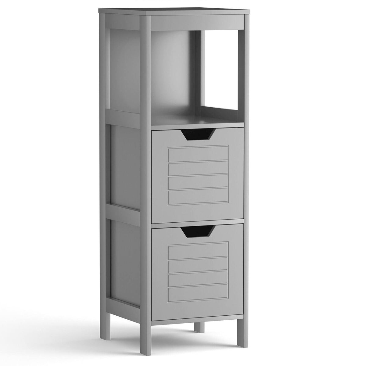 Gray Wooden Floor Accent Cabinet with 2-Drawers Z983