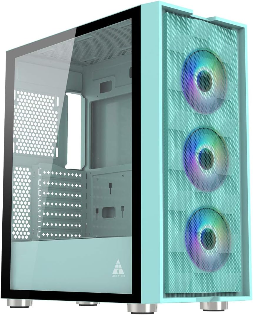 Mint Green Computer Case Mid Tower with LED Fans L660