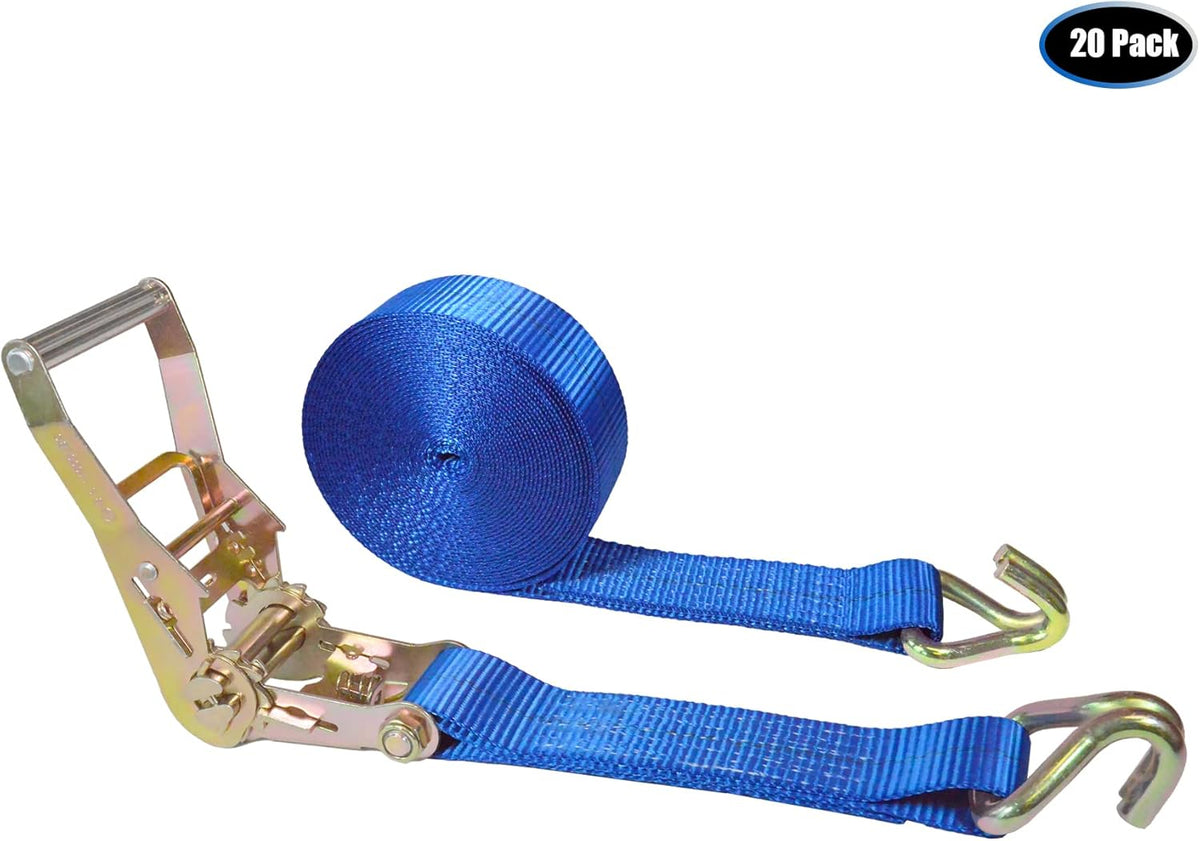 2” x 30’ Double Wire J Hook Ratchet Straps 8 Pack N3855