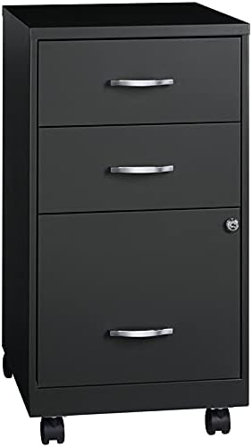 3 Drawer Metal Mobile File Cabinet with Lock, Black Q196437