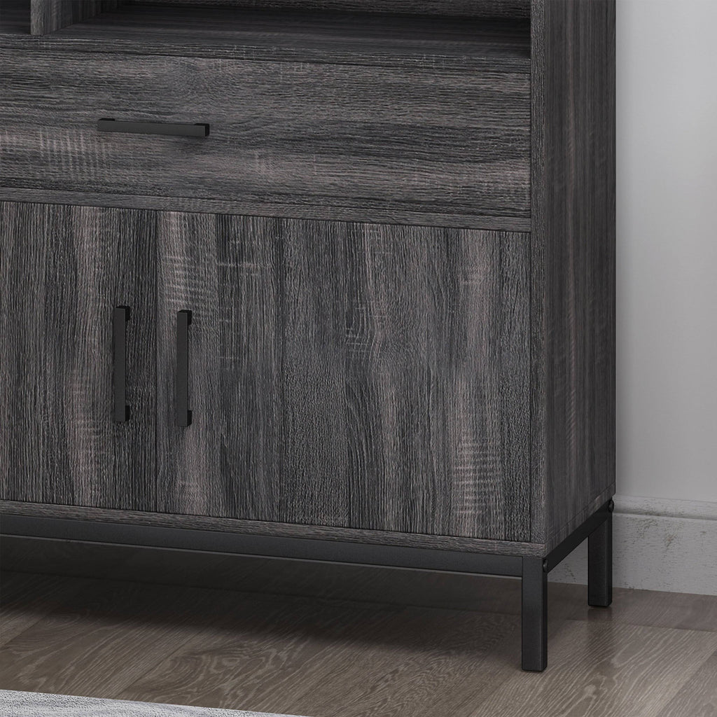 Dark Gray Black Faux Wood Cube Bookcase R62056