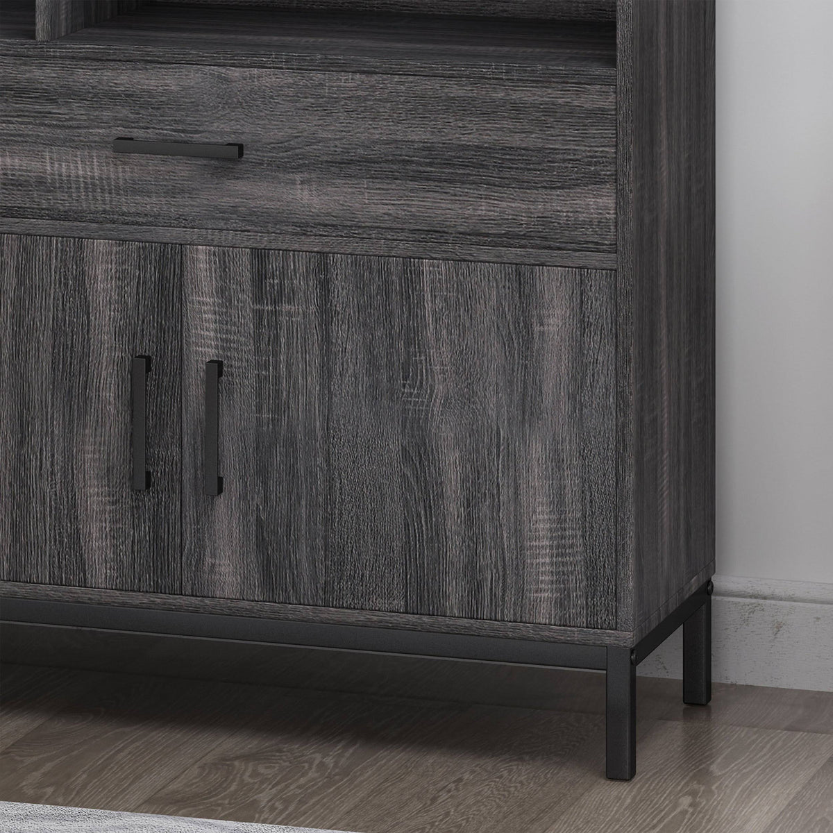 Dark Gray Black Faux Wood Cube Bookcase R62056