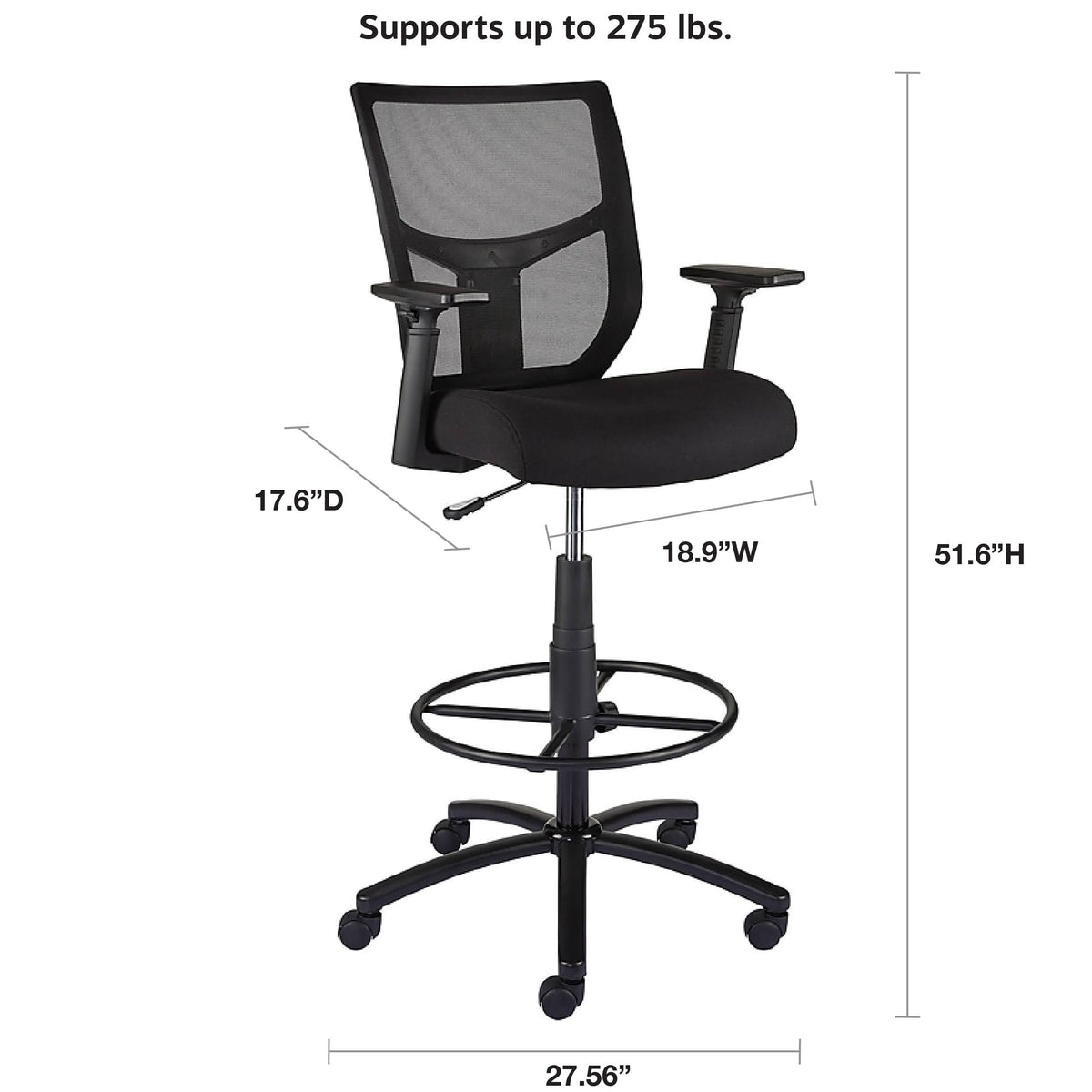 Black Mesh and Fabric Stool H6321