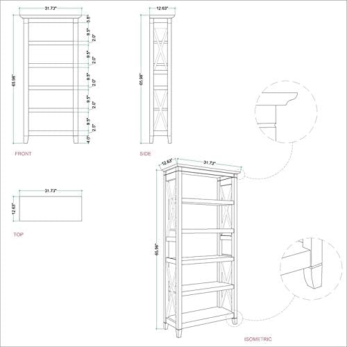 5 Shelf Bookcase in Washed Gray O54091