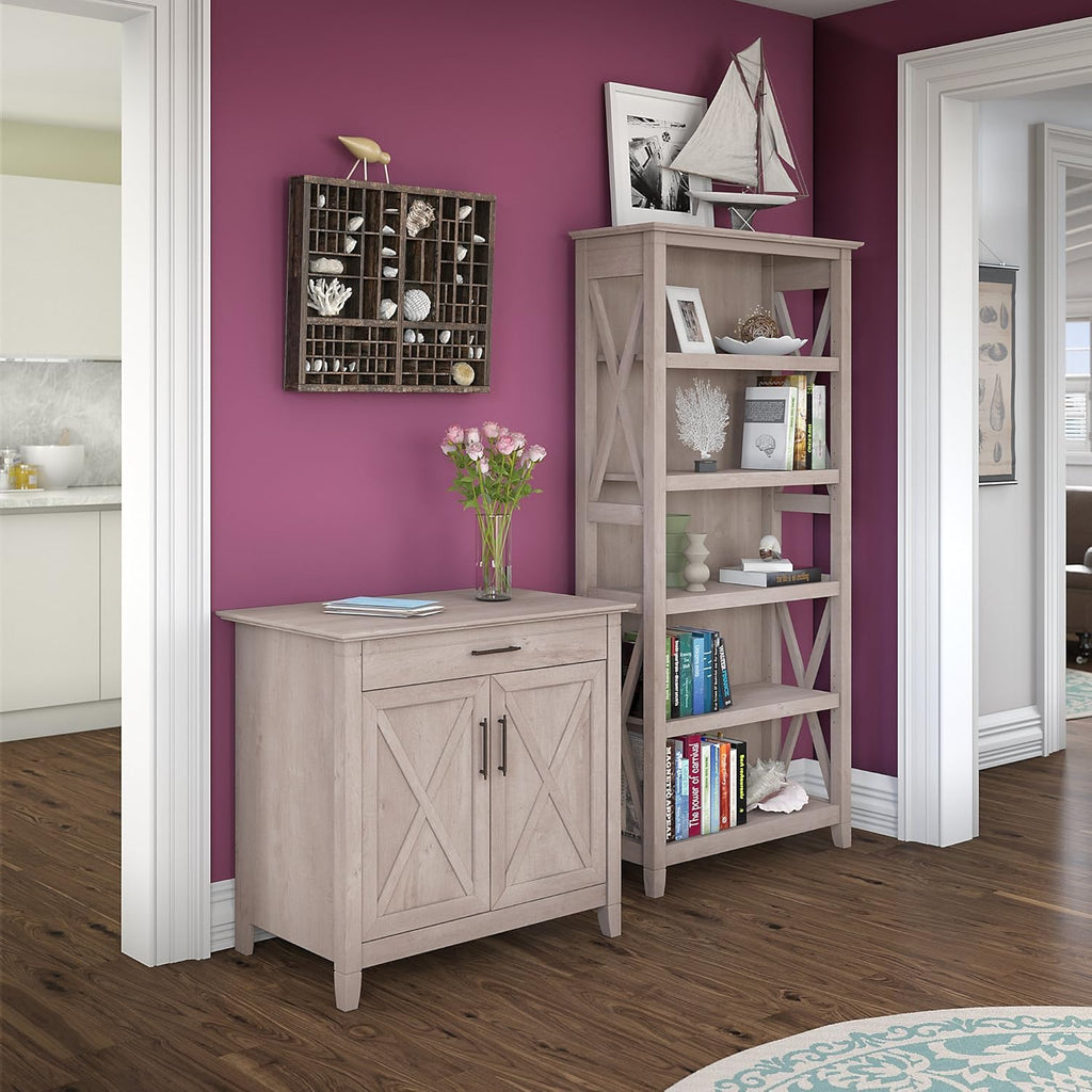 Bing Cherry Secretary Desk with 5 Shelf Bookcase V5204