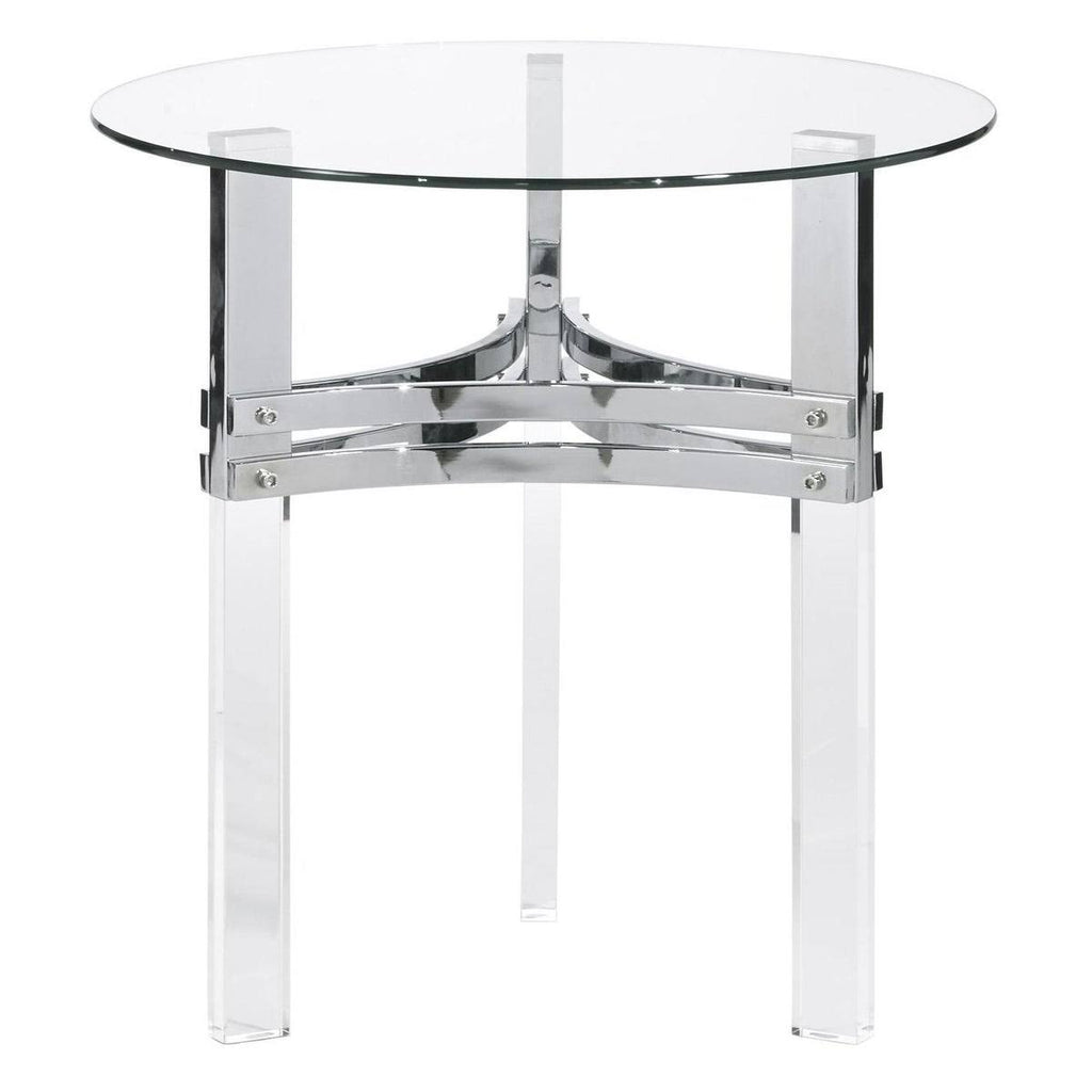 Round Glass Top End Table with Acrylic Legs M410