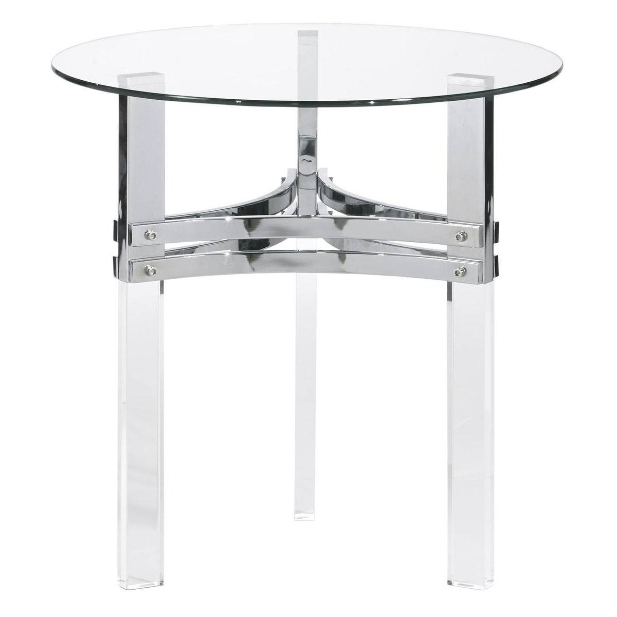 Round Glass Top End Table with Acrylic Legs M410