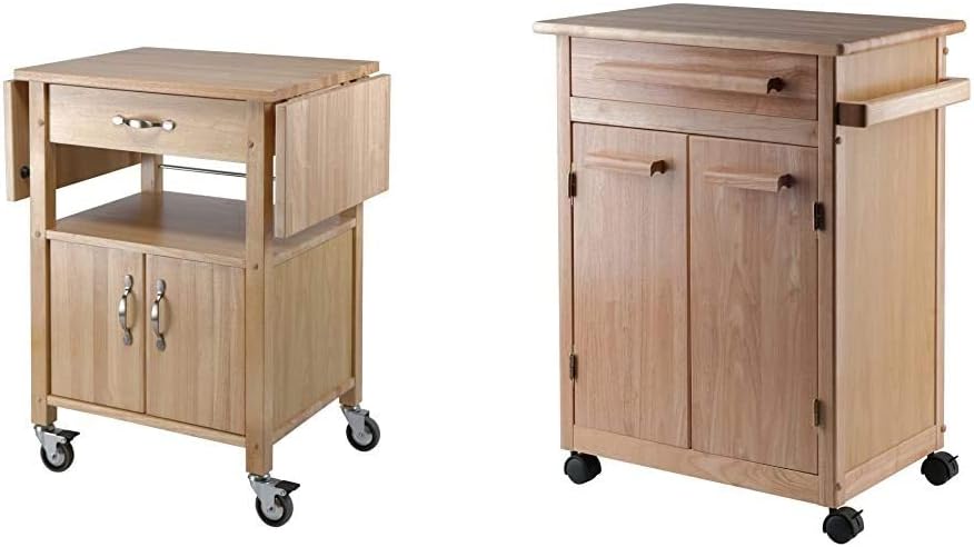 Wood Drop-Leaf Kitchen Cart with Single Drawer L548994